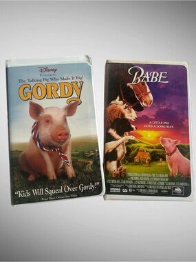 Babe & Gordy VHS Tape Lot 1990s Pig Movies Vintage Family Films Kids Children